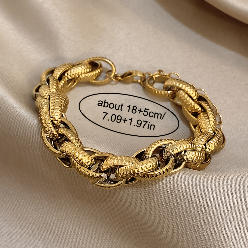 Punk-Style Chunky Gold-Plated Thick Chain Bracelet